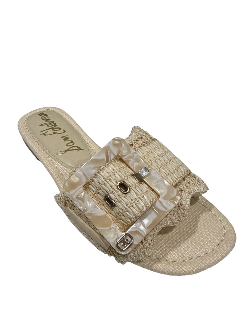 Sam Edelman Bambi Cream Braided Slide Sandal with Decorative Buckle